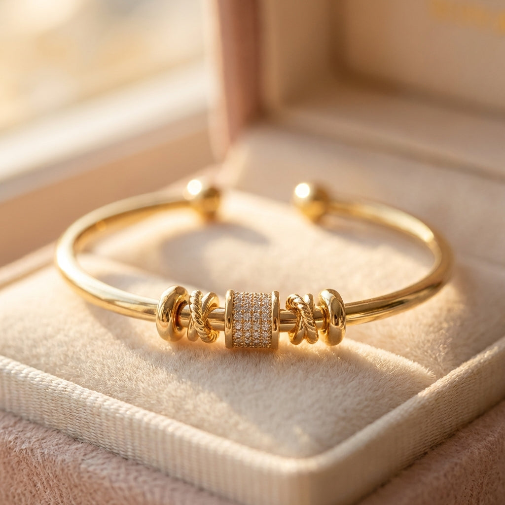 Adjustable Bracelet With Golden Charms