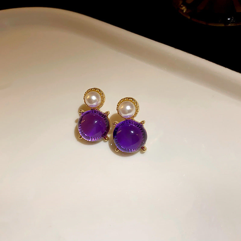 Elegant Amethyst Pearl Earrings