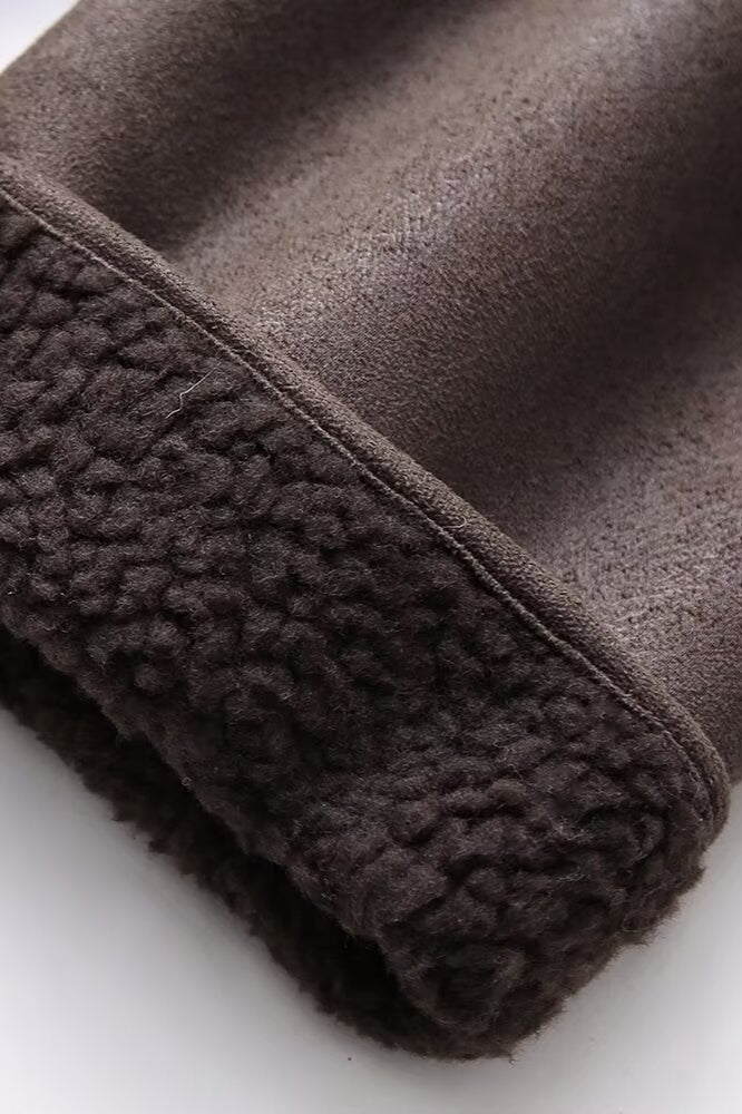 Faux Shearling Collared Coat