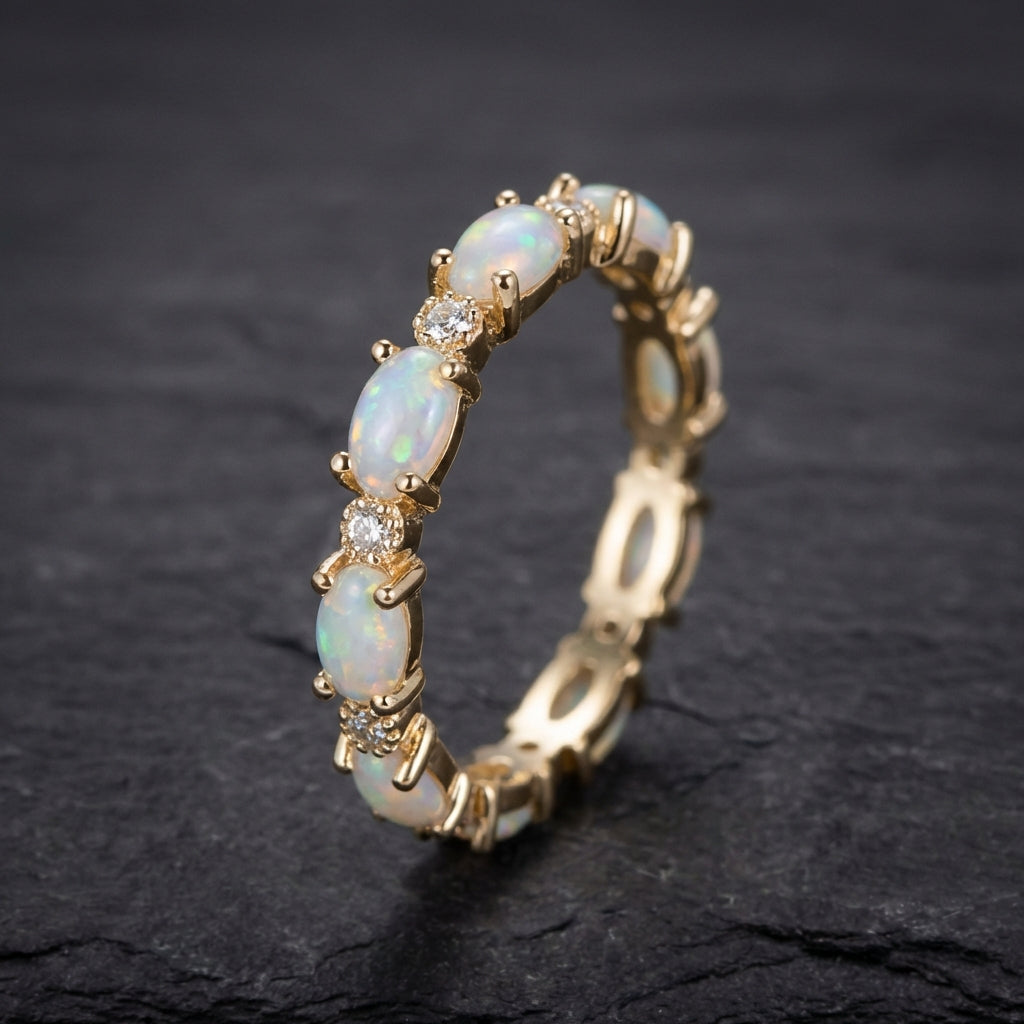 Vintage Gold Opal Eternity Ring