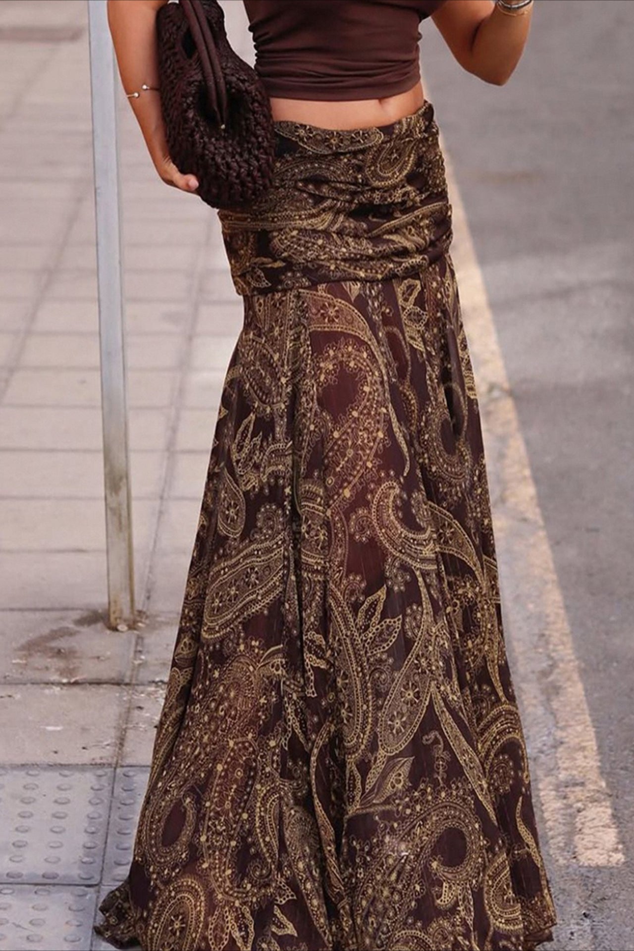 Paisley Print Slim Fit Maxi Skirt