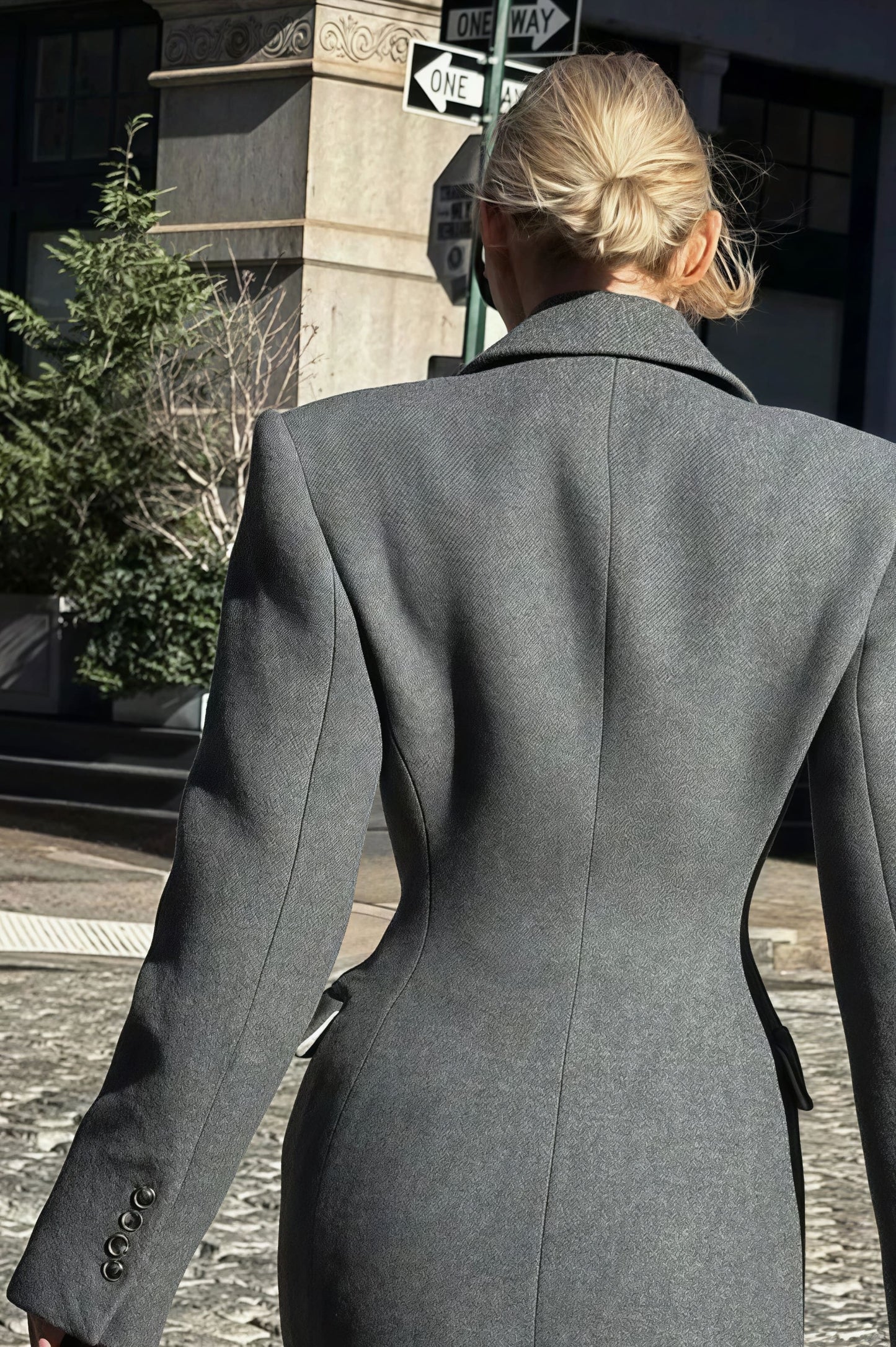 Wool Blend Lapel High Waist Long Overcoat