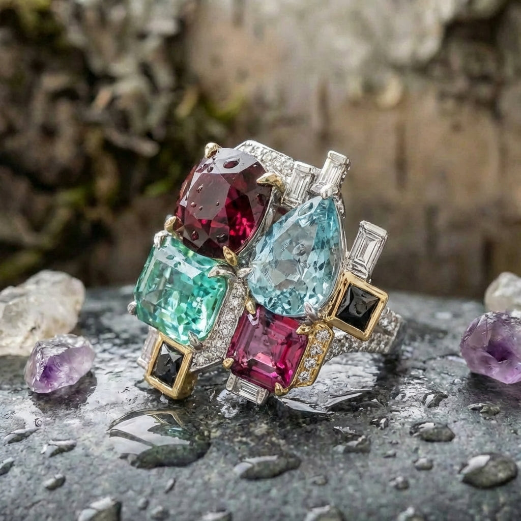Elegant Colorful Cubic Zirconia Ring