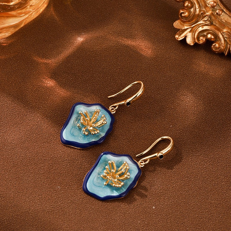Vintage Blue Enamel Earrings