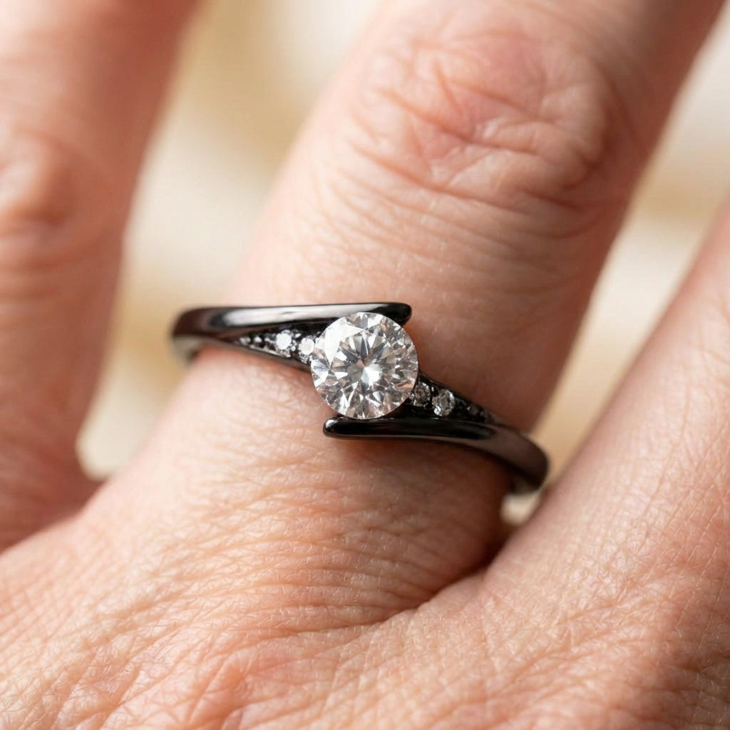 Vintage Black Gold Crystal Ring