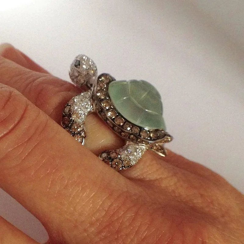 Vintage Jade Turtle Ring
