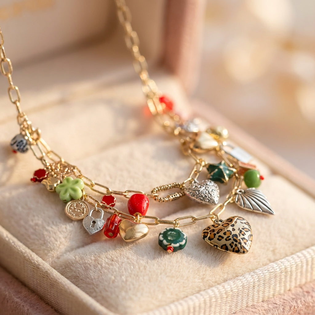 Vintage Heart Shaped Lock Tassel Pendant Necklace