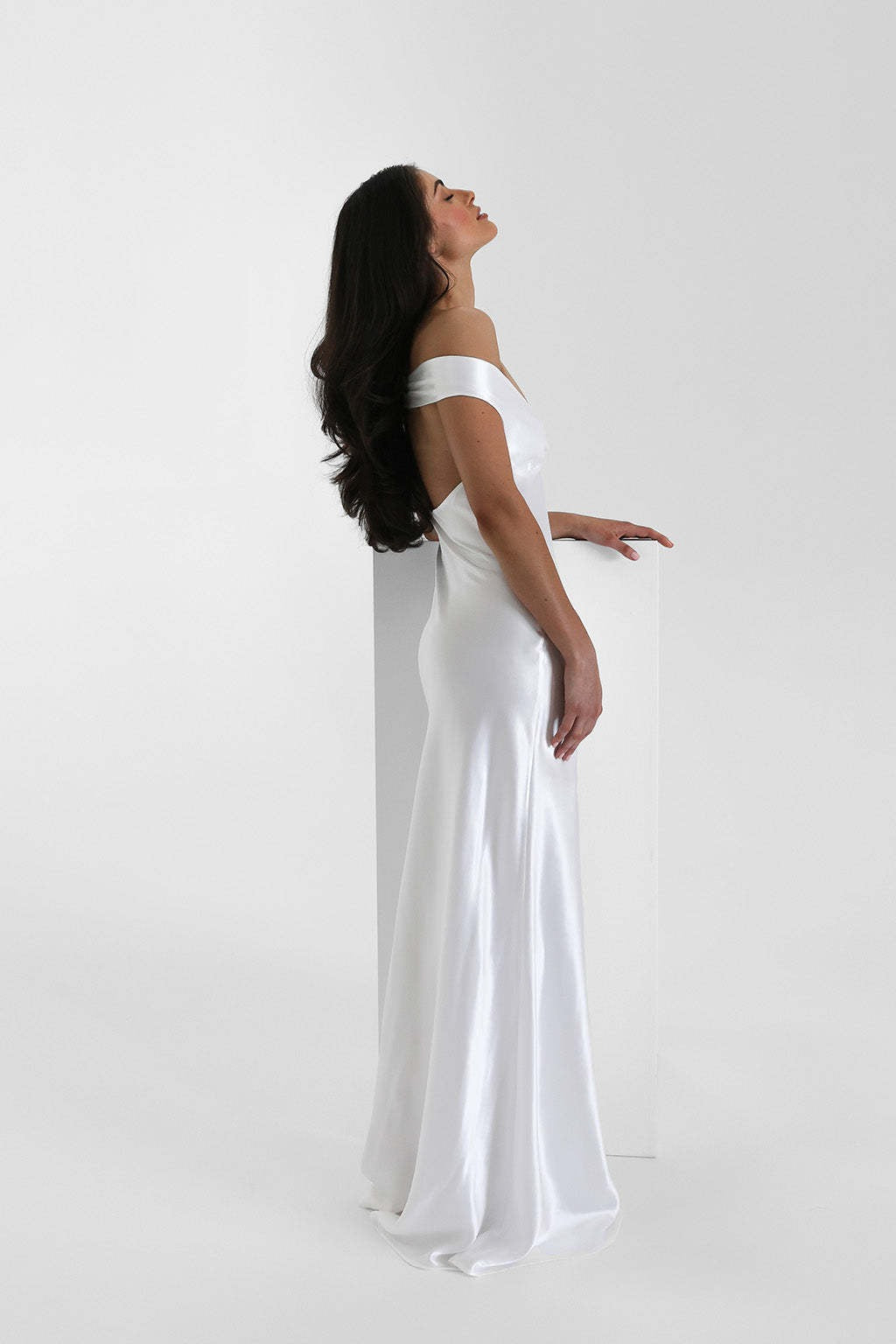Satin Mermaid Off Shoulder Maxi Dress
