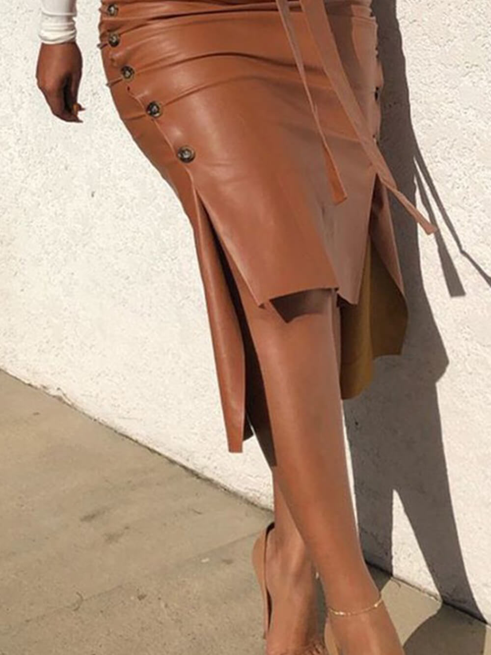 Slim Fit Pu Hip-covering Skirt