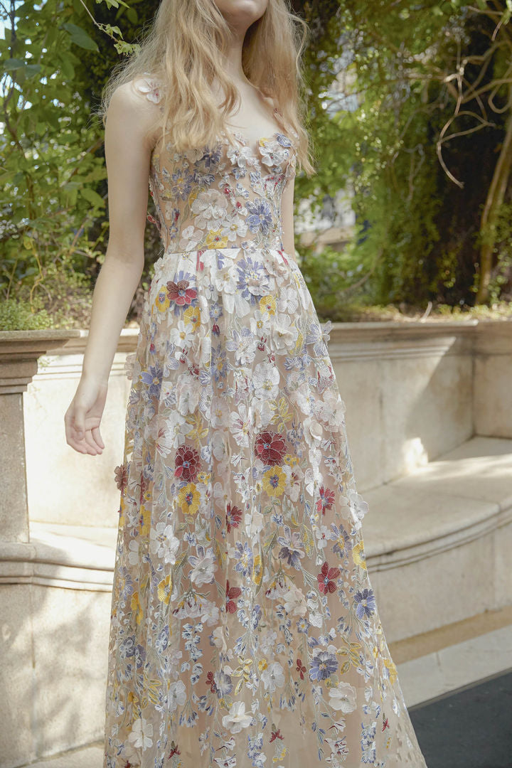 Embroidered Sleeveless Maxi Dress