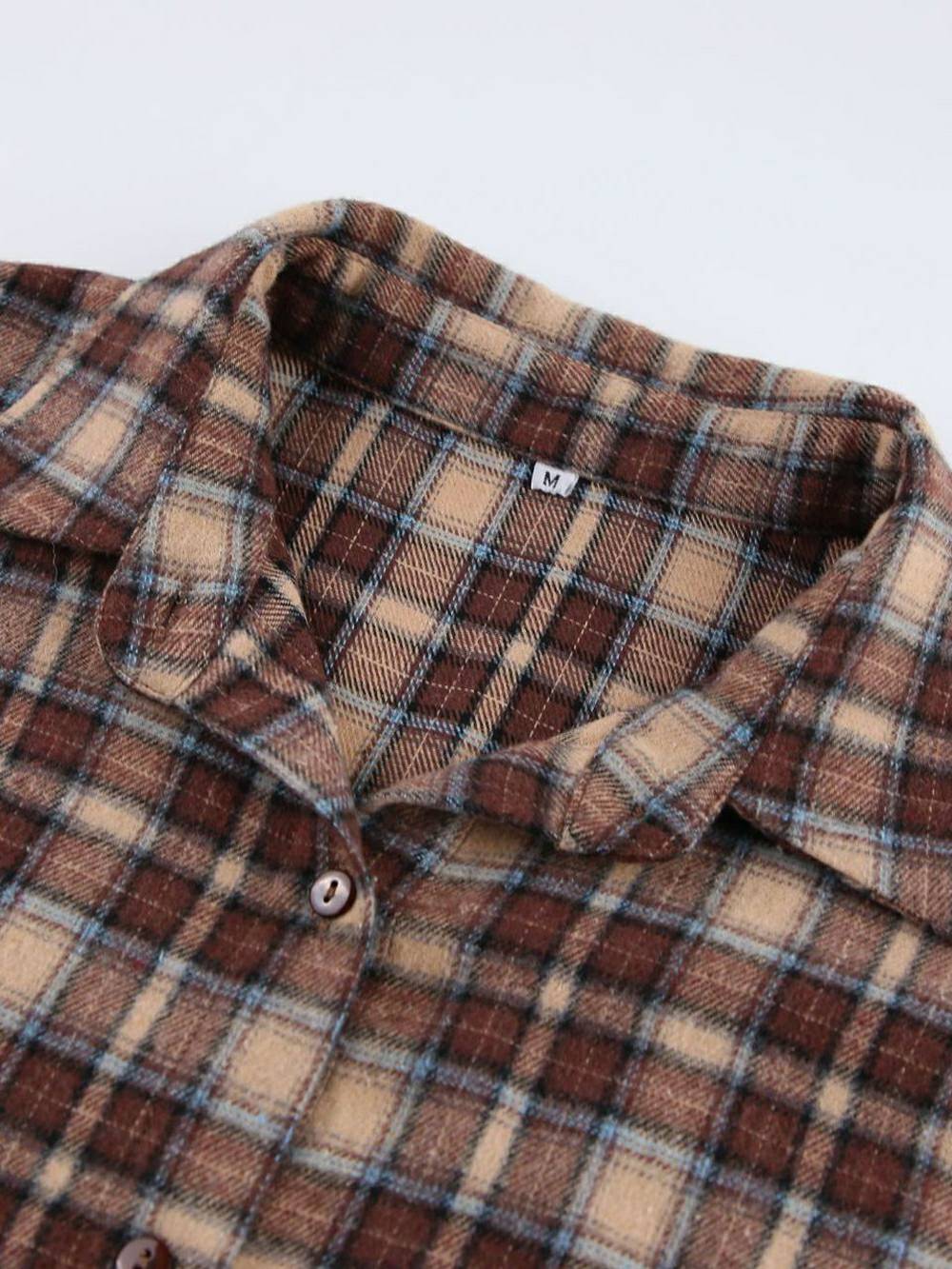 Plaid Shirts Loose Gingham Female Blouse Autumn