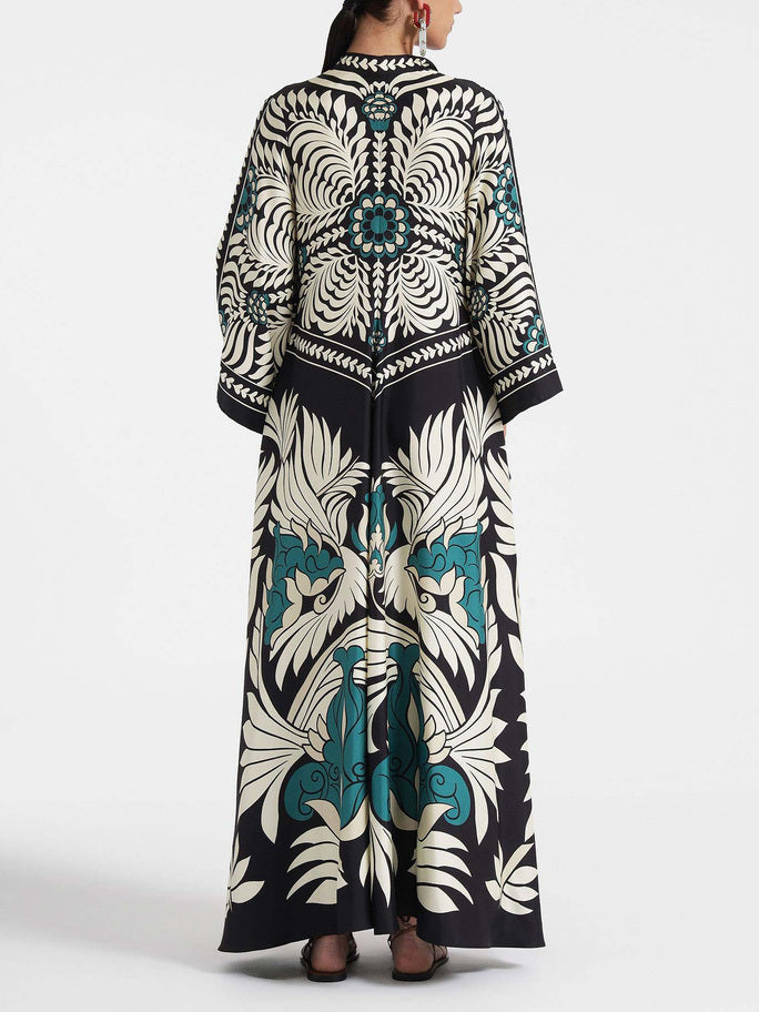 Unique Print Flowy Maxi Dress