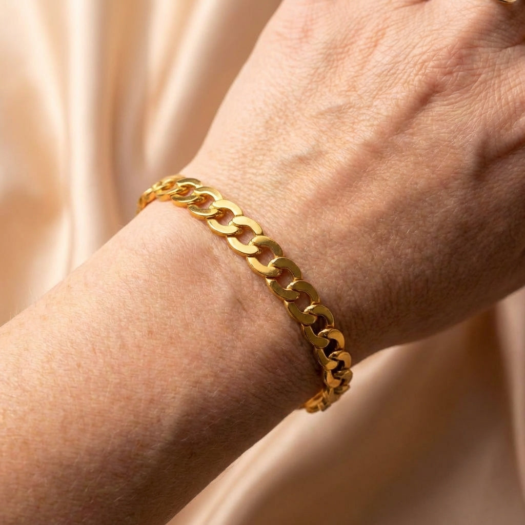 Vintage Wide Bangle Chain Bracelet