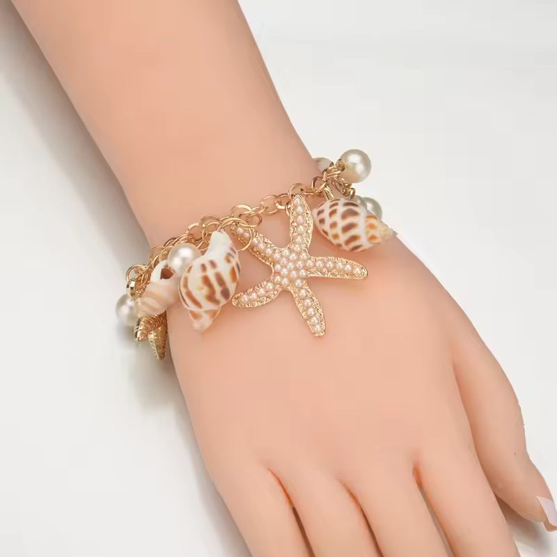 Elegant Starfish Pearl Bracelet