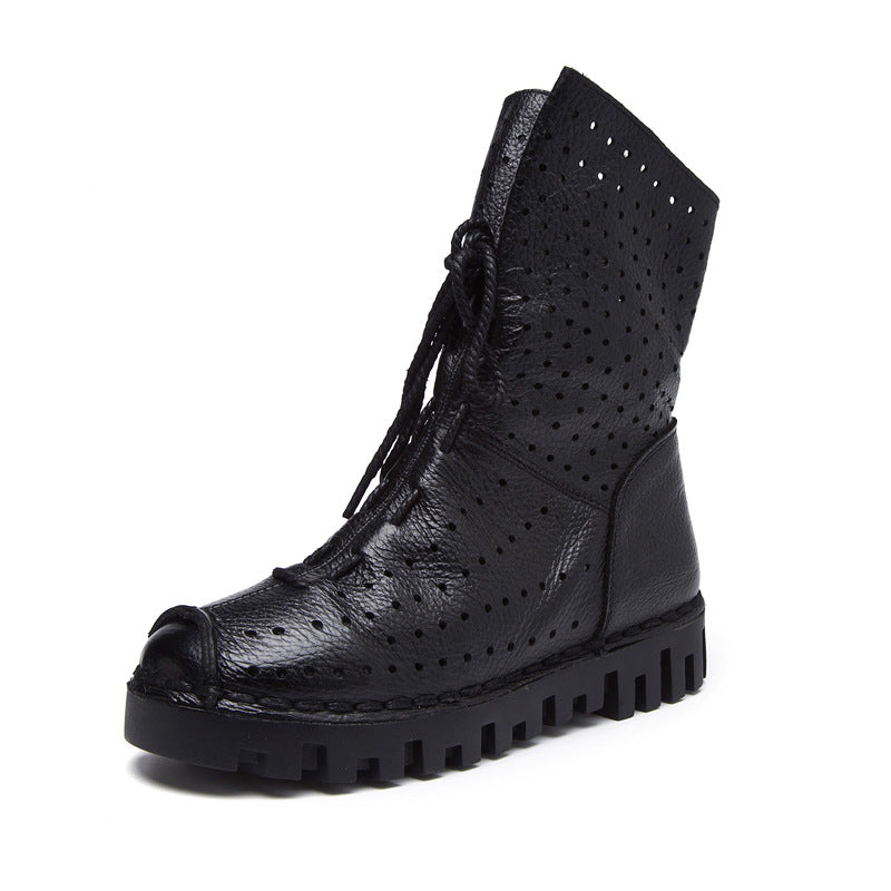 Side Zipper Breathable Hole Single Flat Boots