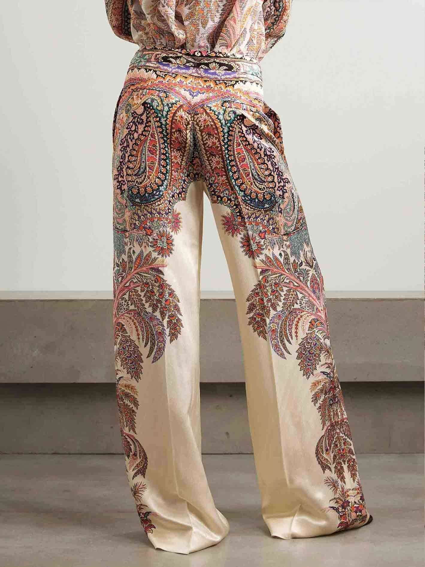 Exquisite Paisley Print Wide-leg Pants