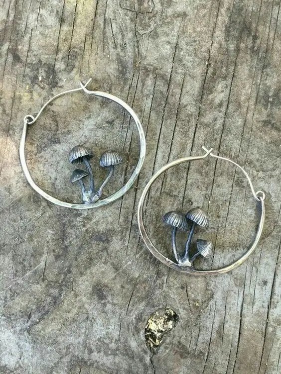 Vintage Mushroom Hoop Earrings