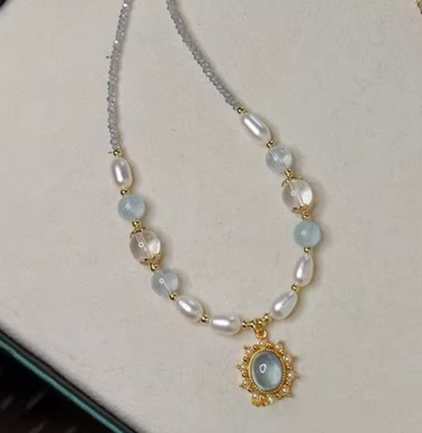 Blue Stone Zircon Freshwater Pearl