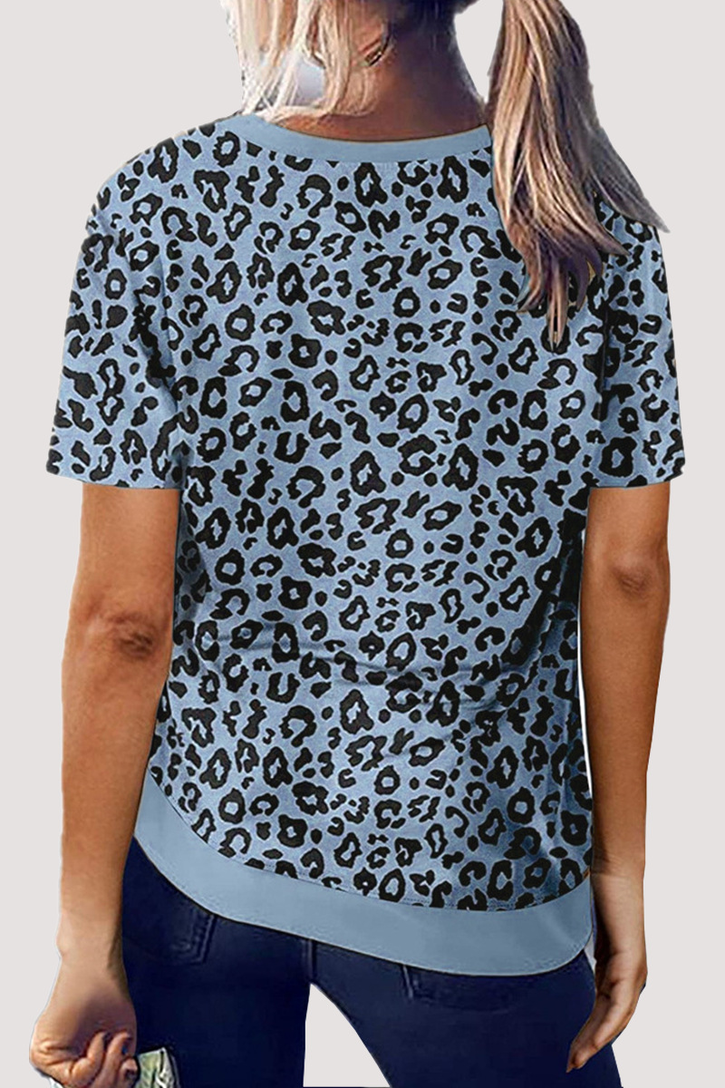 Leopard Basic O Neck T-shirts