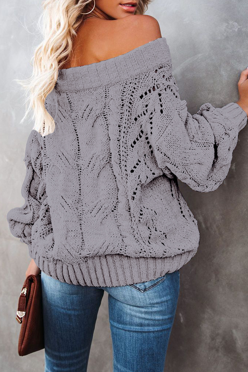 Street Patchwork Off the Shoulder Sweater(5 Colors)