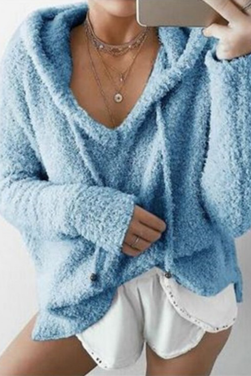 Patchwork Draw String Hooded Collar Hoodies(7 Colors)
