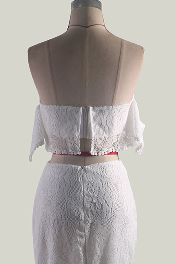 Hollowed Out Backless Strapless Short Sleeve Two Pieces(3 Colors)