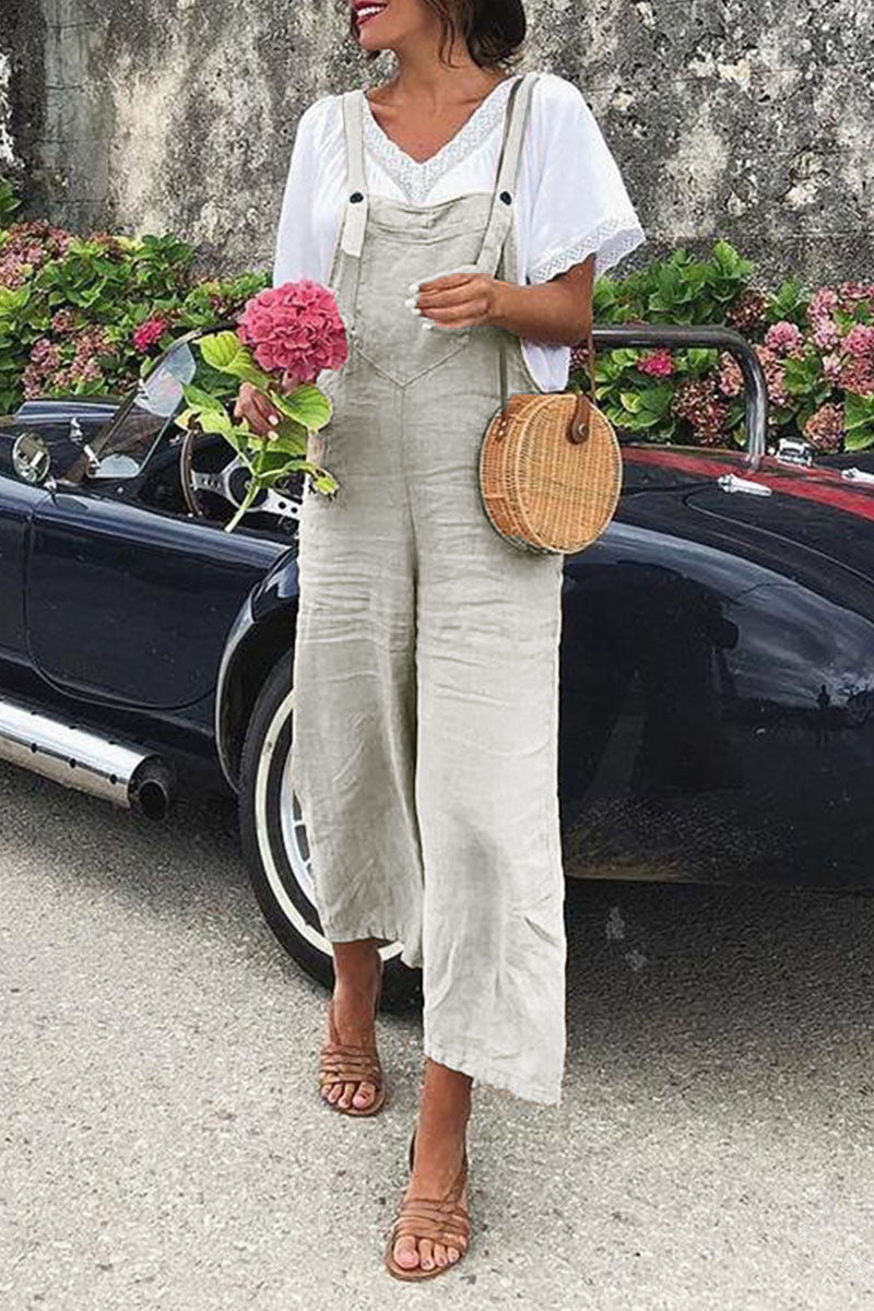Split Joint Spaghetti Strap Loose Jumpsuits(5 Colors)