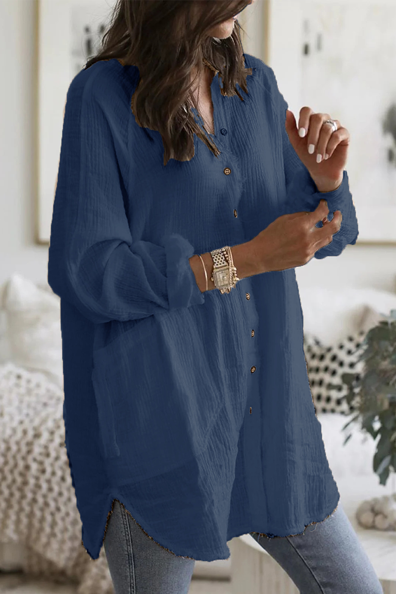 Patchwork Turndown Collar Blouses(3 Colors)