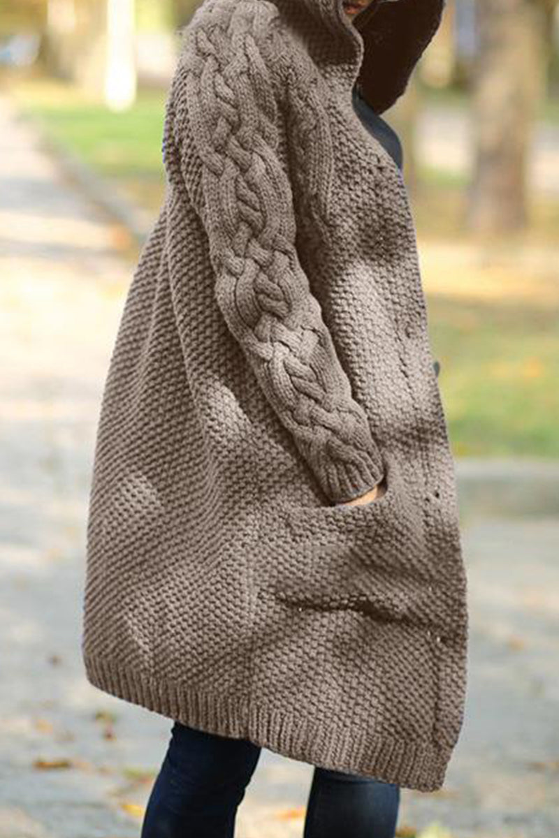 Pocket Color Hooded Collar Cardigans(8 Colors)