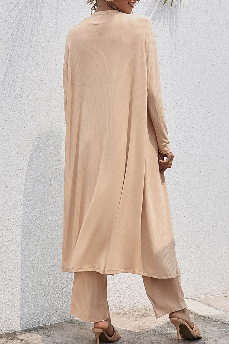 Daily Frenulum Cardigan Collar Long Sleeve Two Pieces