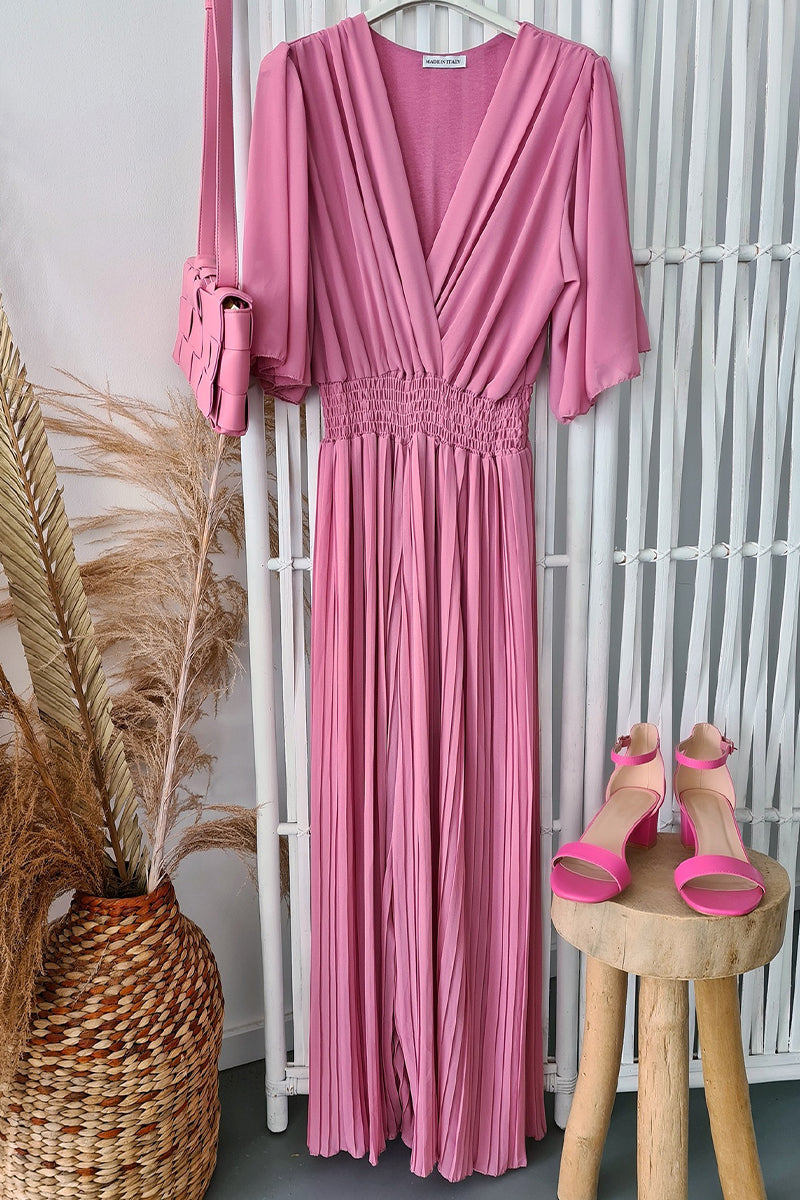 Fold V Neck Loose Jumpsuits(3 Colors)