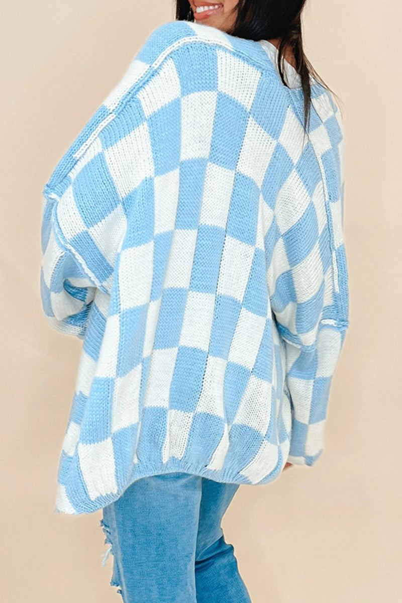 Plaid Contrast Cardigan Collar Outerwear(3 Colors)
