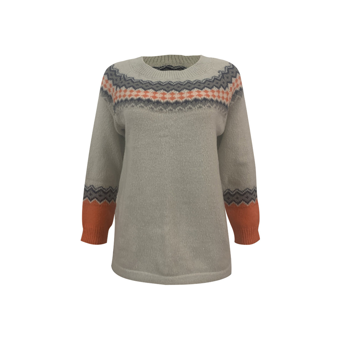 Color Block Contrast O Neck Sweaters(8 Colors)