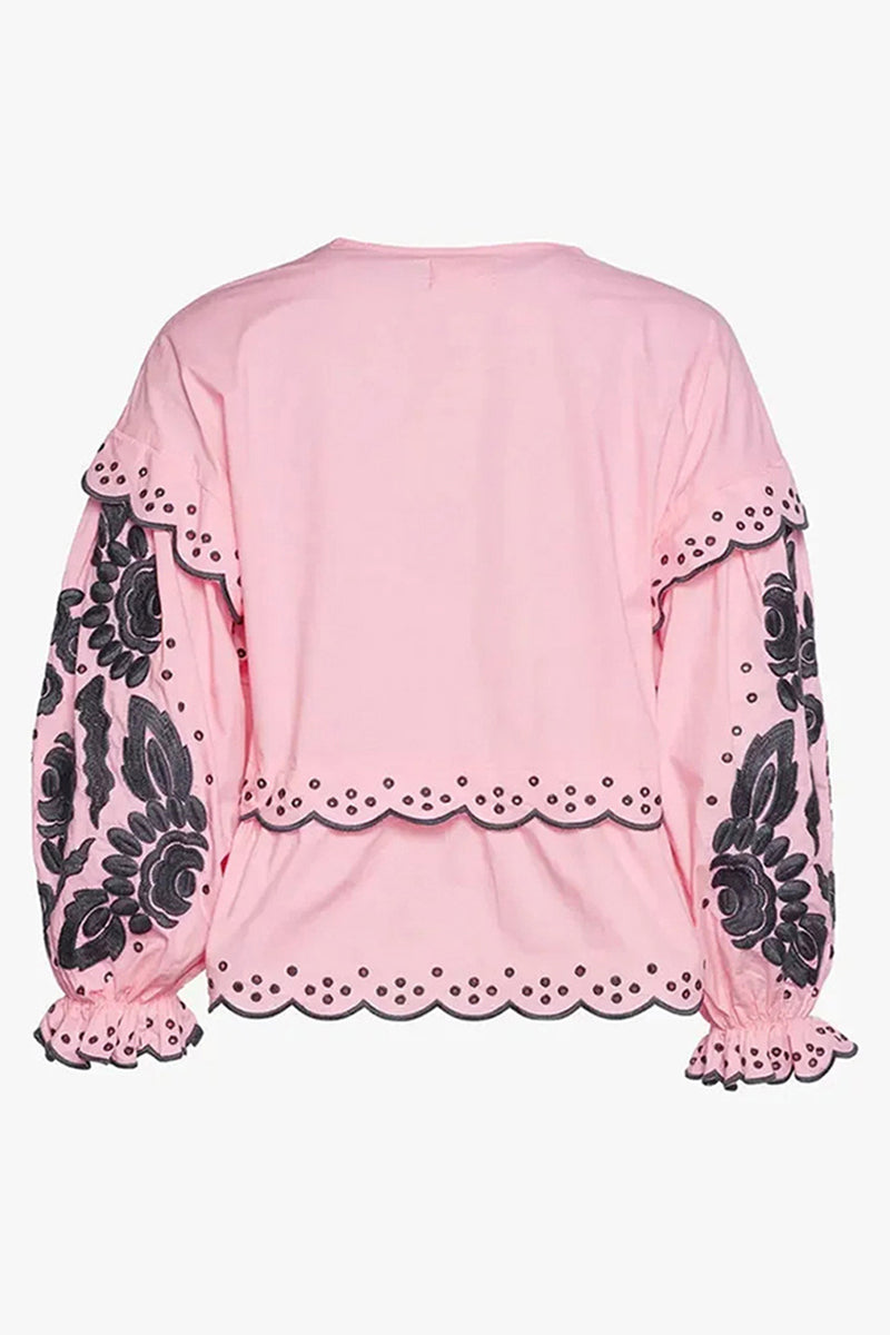 Color Hollow Out Lace Up Patchwork V Neck Blouses(3 Colors)