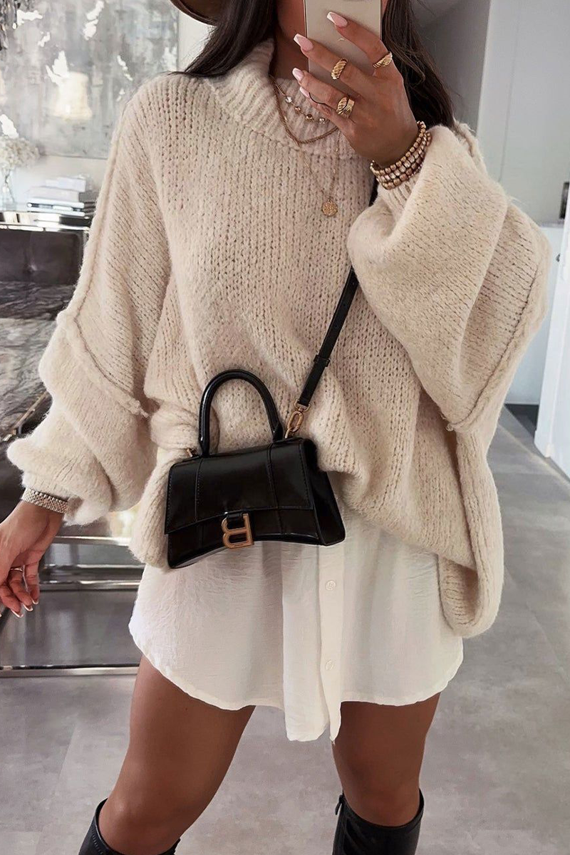 Daily Patchwork Weave Half a Turtleneck Sweaters(5 Colors)