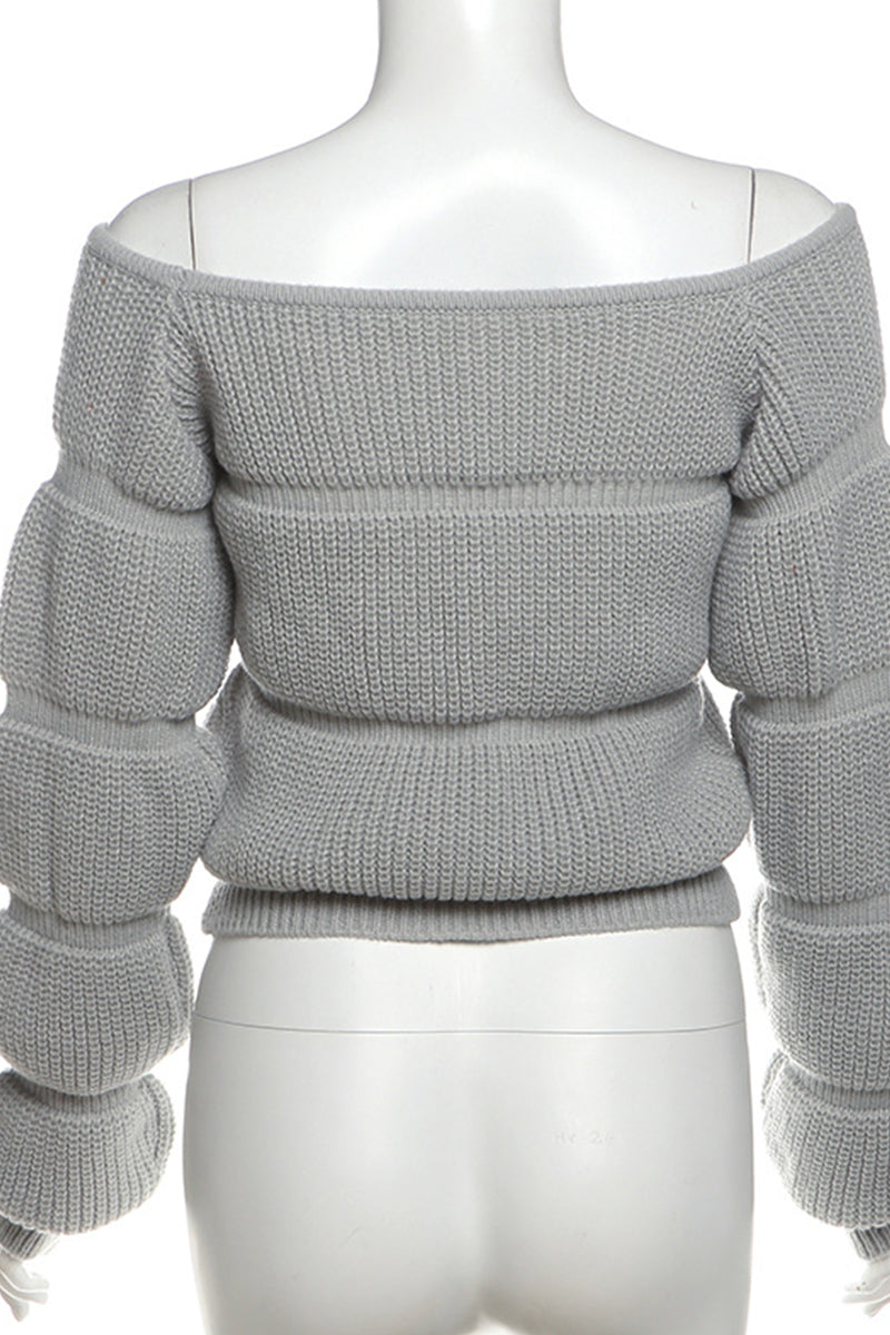 Patchwork Off Shoulder Sweaters