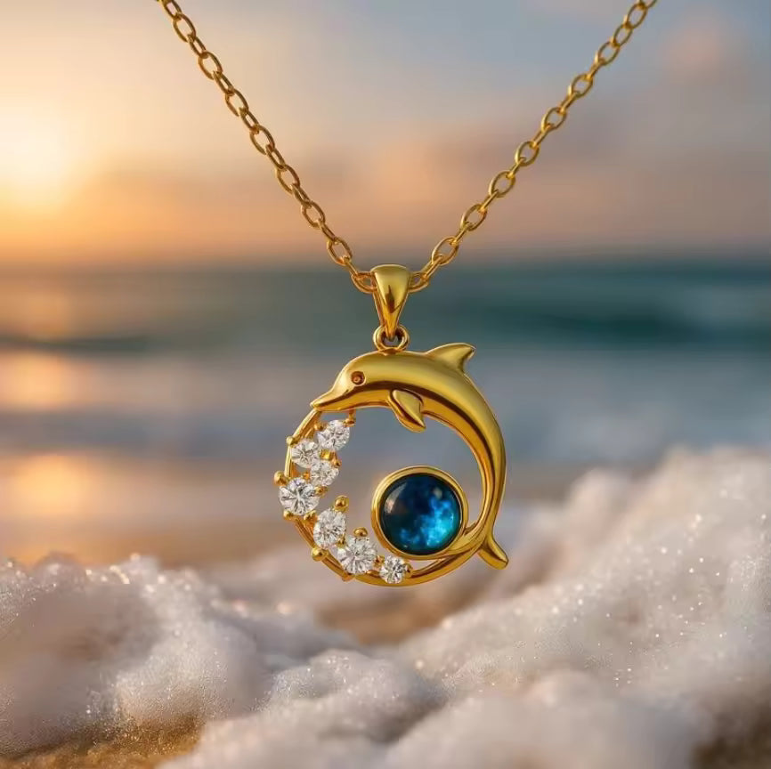 Elegant Dolphin Sapphire Necklace