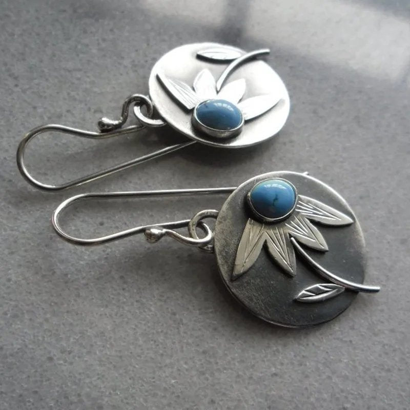 Vintage Turquoise Flower Earrings