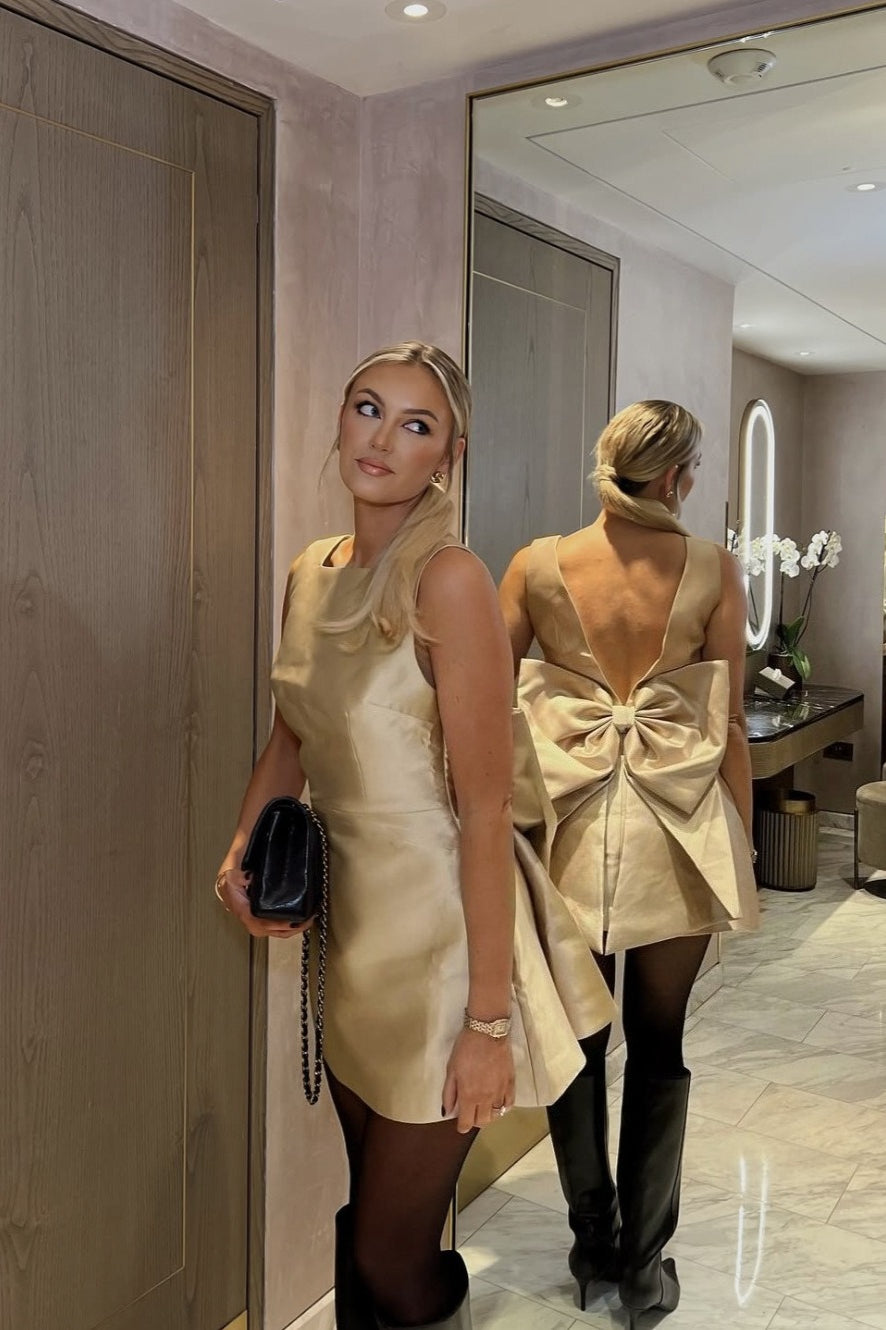 Square Neck Backless High Waist Mini Dress