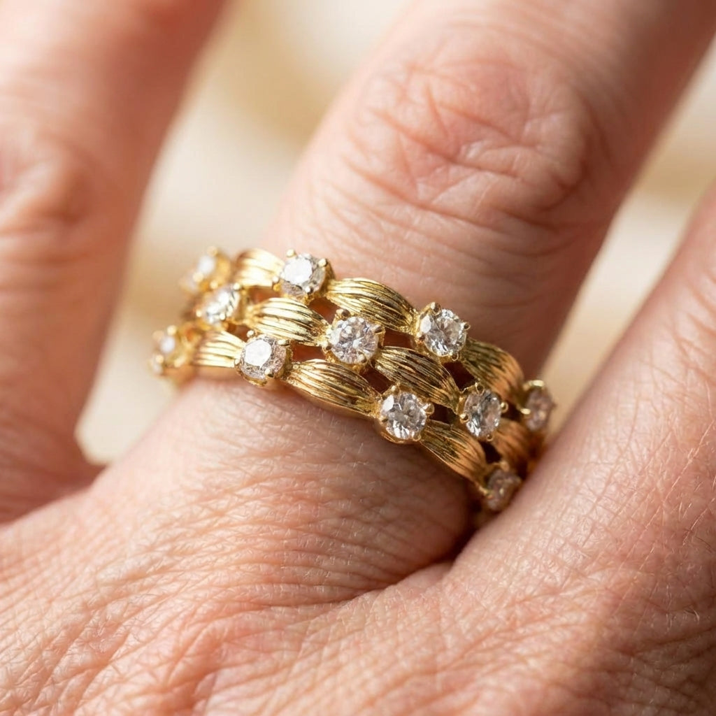 Paved Dazzling Gold Ring