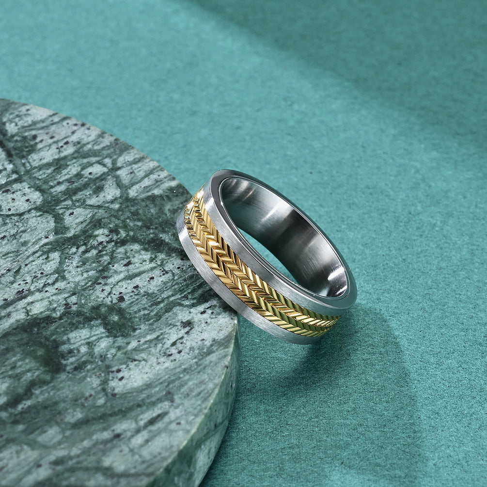 Two Tone Chevron Ring