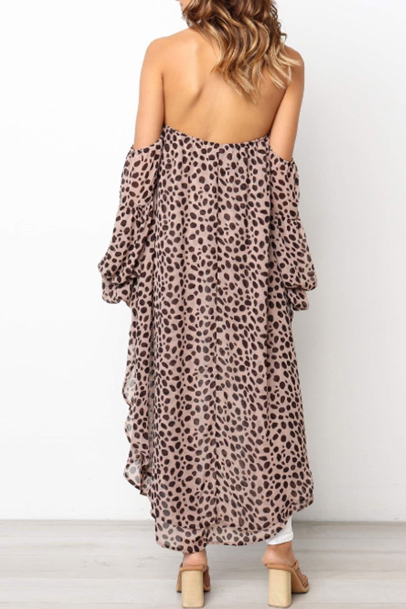 Off the Shoulder Leopard Printed Dress