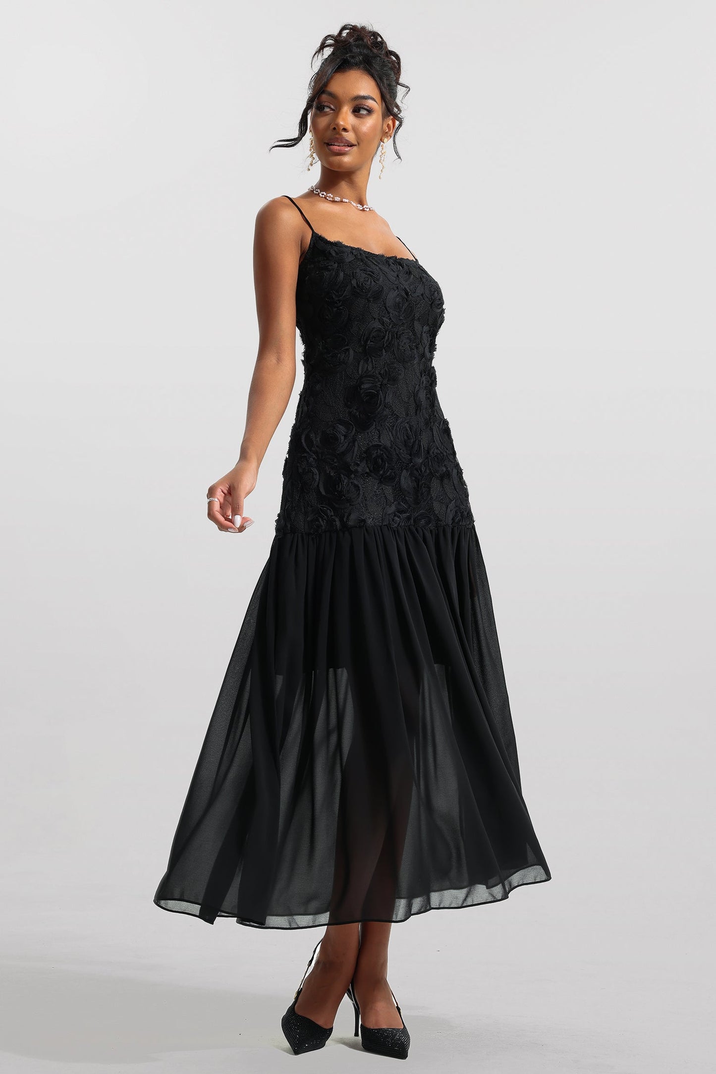 3d Sleeveless Midi Dress