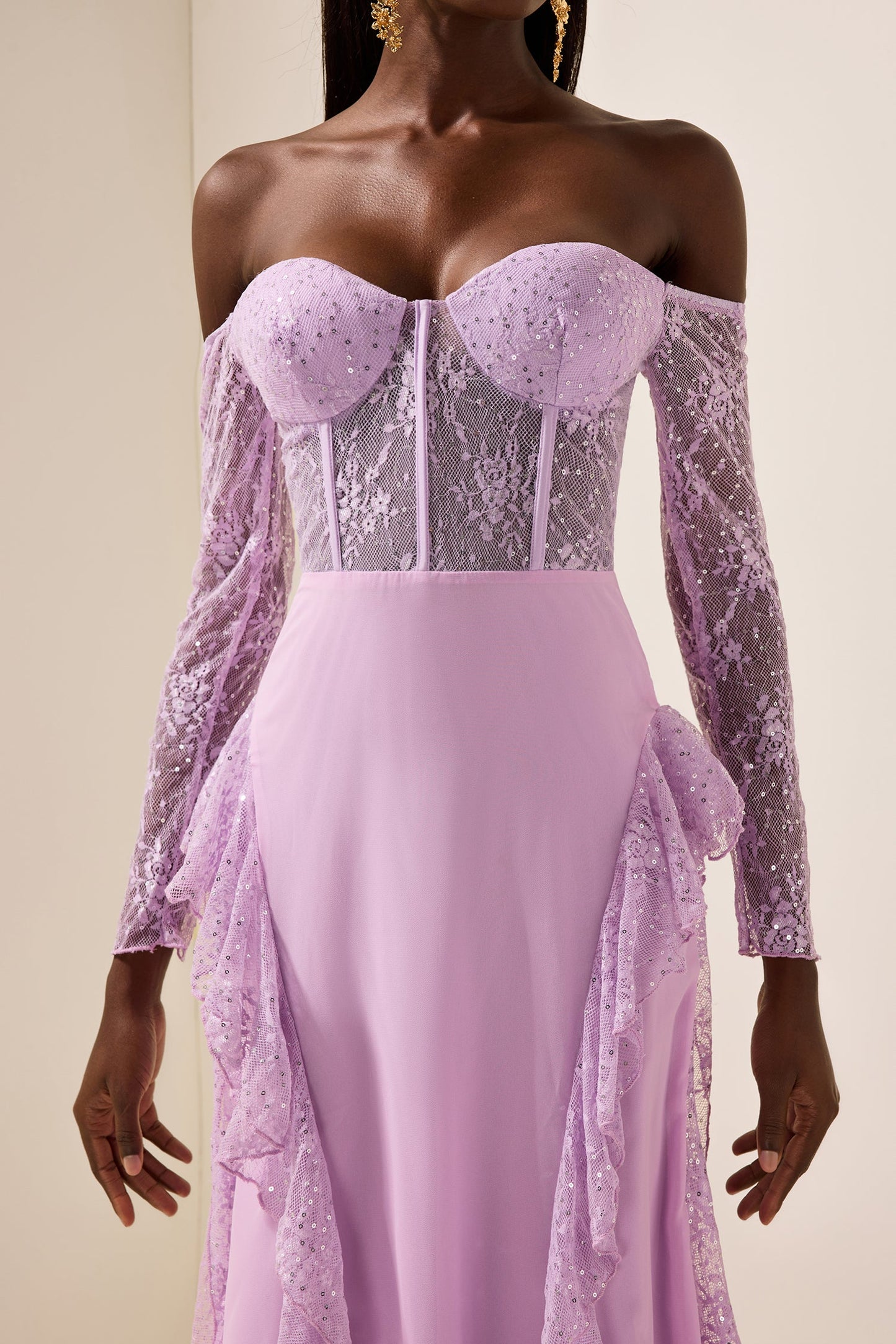 Lace Off-shoulder Maxi Dress
