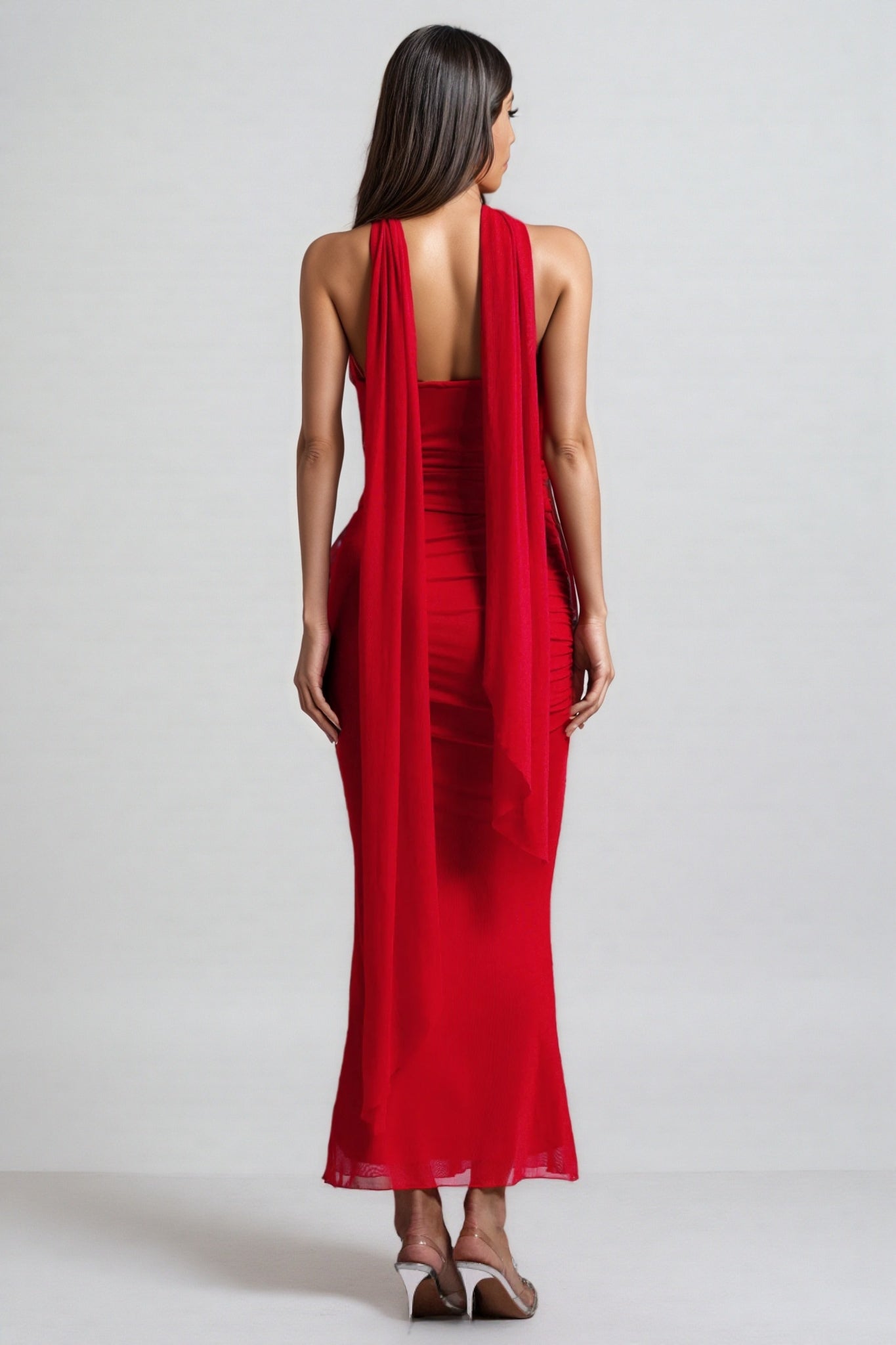 Xlyia Sleeveless Halter Maxi Dress Two-piece Set