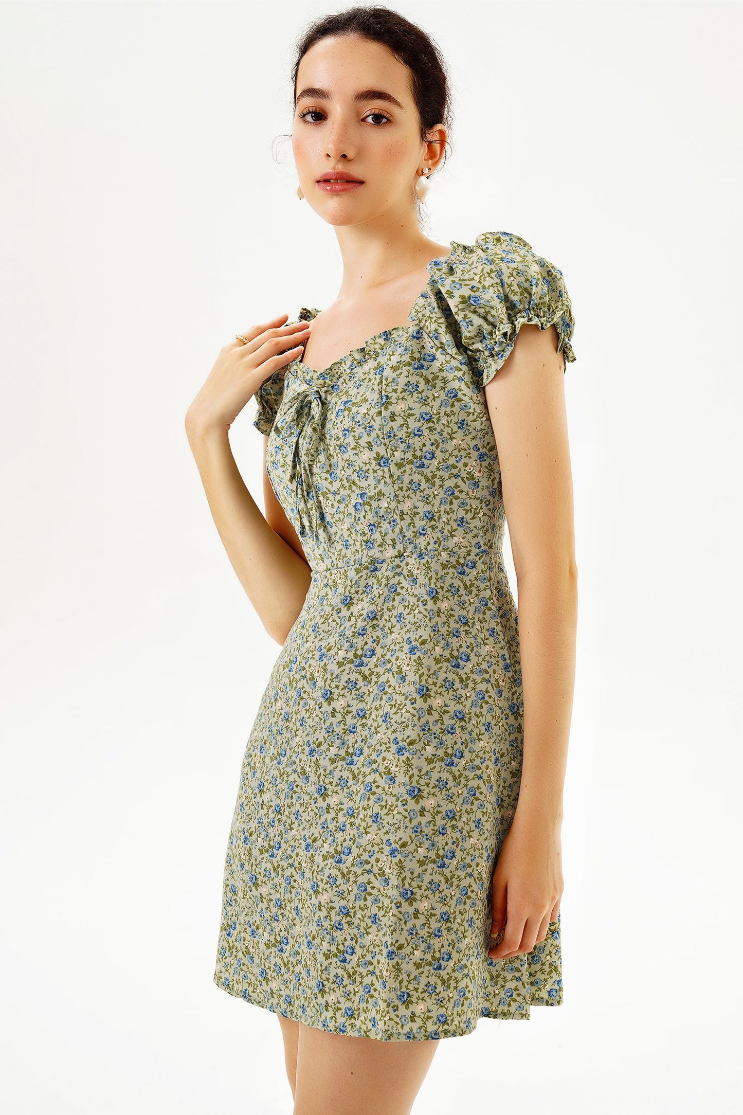 Short Sleeve U-neck Mini Dress
