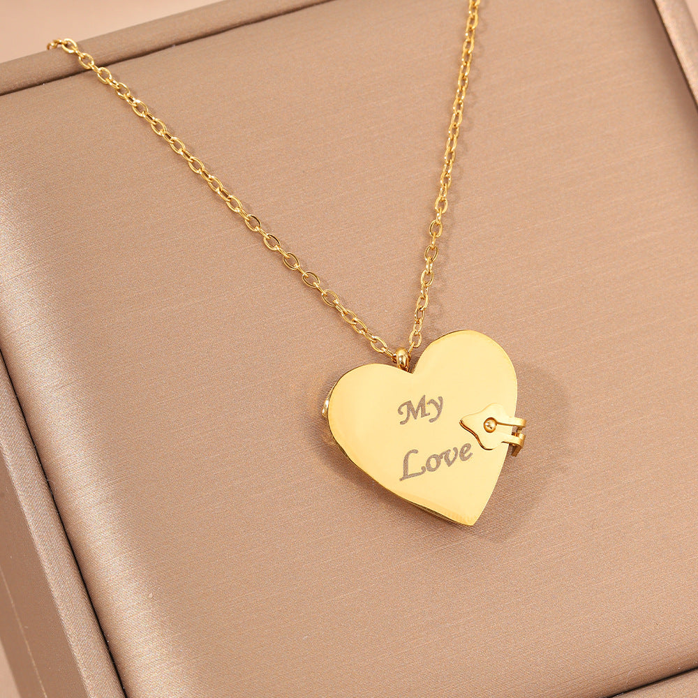 Gold Heart Locket Necklace