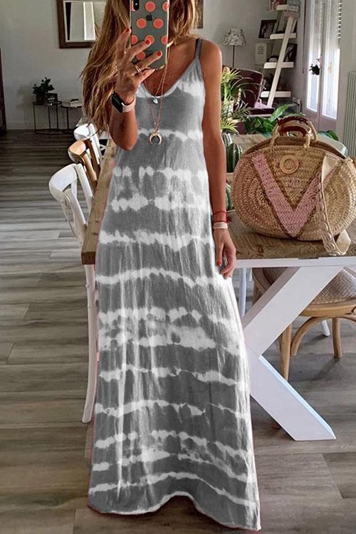 V Neck Tie Dye Maxi Dress