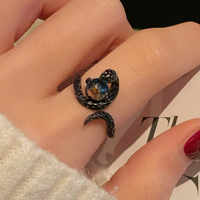 Statement Black Moon Ring