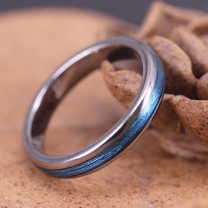 Minimalist Blue Stripe Ring